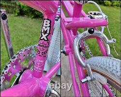 1987 AMMACO FREESTYLER Pink White Classic Old School BMX Bike Bicycle Stunt USA