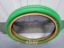80's Haro Freestyle Tyres In Green 20x1.75 Old School BMX