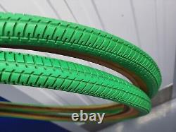 80's Haro Freestyle Tyres In Green 20x1.75 Old School BMX