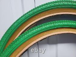 80's Haro Freestyle Tyres In Green 20x1.75 Old School BMX