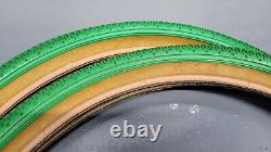80's Haro Freestyle Tyres In Green 20x1.75 Old School BMX