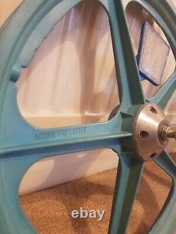 Acorn BMX Mag Wheels Aqua Blue. 1980's Old School BMX. Not Skyway Tuffs. Minty