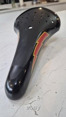 Black Elina Lightning Bolt Old School BMX Saddle Seat ET Kuwahara 1983 PDNP