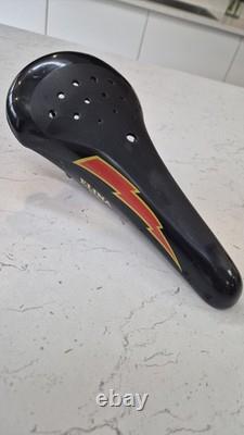 Black Elina Lightning Bolt Old School BMX Saddle Seat ET Kuwahara 1983 PDNP