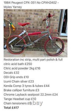Cool Restored As Original (survivor Chrome) 1984 Peugeot Cpx-351 Old School Bmx