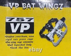 NOS VP BAT WINGZ 9/16 Pedals SILVER Bear Trap Old School BMX GT Elite Dyno