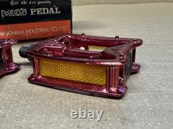 Nos MKS MP 303 Red Anodised Pedals 1/2 Boxed Mint Old School BMX