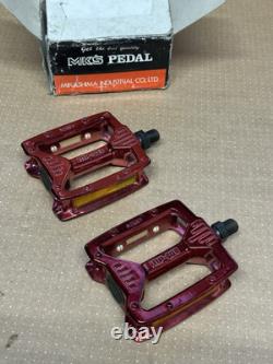 Nos MKS MP 303 Red Anodised Pedals 1/2 Boxed Mint Old School BMX