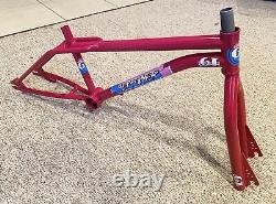 OLD SCHOOL BMX ORIGINAL'87 GT PERFORMER FRAME FORK MAGENTA REFINISHED pro 20