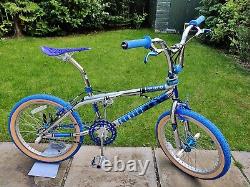 Old School BMX Bike Chrome Blue USA Retro Vintage Freestyler Bicycle Mid Skool