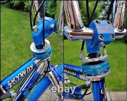 Old School BMX Bike Chrome Blue USA Retro Vintage Freestyler Bicycle Mid Skool