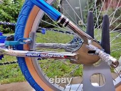 Old School BMX Bike Chrome Blue USA Retro Vintage Freestyler Bicycle Mid Skool