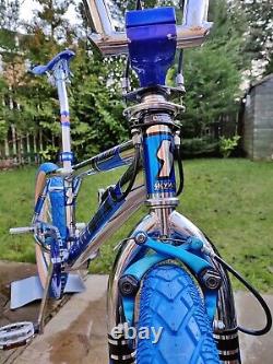 Old School BMX Bike Chrome Blue USA Retro Vintage Freestyler Bicycle Mid Skool