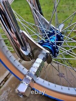 Old School BMX Bike Chrome Blue USA Retro Vintage Freestyler Bicycle Mid Skool