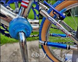 Old School BMX Bike Chrome Blue USA Retro Vintage Freestyler Bicycle Mid Skool