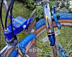 Old School BMX Bike Chrome Blue USA Retro Vintage Freestyler Bicycle Mid Skool