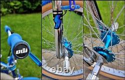 Old School BMX Bike Chrome Blue USA Retro Vintage Freestyler Bicycle Mid Skool