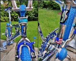 Old School BMX Bike Chrome Blue USA Retro Vintage Freestyler Bicycle Mid Skool