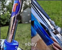 Old School BMX Bike Chrome Blue USA Retro Vintage Freestyler Bicycle Mid Skool