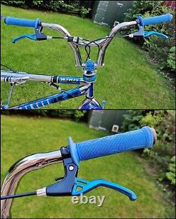 Old School BMX Bike Chrome Blue USA Retro Vintage Freestyler Bicycle Mid Skool