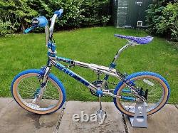 Old School BMX Bike Chrome Blue USA Retro Vintage Freestyler Bicycle Mid Skool