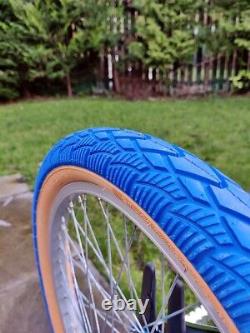 Old School BMX Bike Chrome Blue USA Retro Vintage Freestyler Bicycle Mid Skool