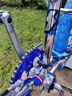 Old School BMX Bike Chrome Blue USA Retro Vintage Freestyler Bicycle Mid Skool