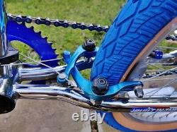 Old School BMX Bike Chrome Blue USA Retro Vintage Freestyler Bicycle Mid Skool