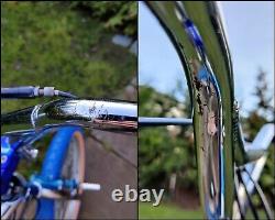 Old School BMX Bike Chrome Blue USA Retro Vintage Freestyler Bicycle Mid Skool