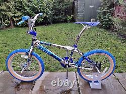 Old School BMX Bike Chrome Blue USA Retro Vintage Freestyler Bicycle Mid Skool