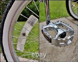 Old School BMX Bike USA Retro Vintage White Bicycle Classic Burner Era V-Bars