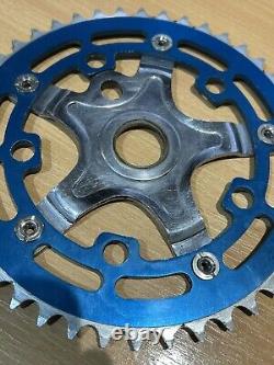 Old School BMX COMBO Takagi MX Spider / TUF NECK 44T Chainring Blue & BOLTS