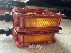 Old School BMX Mks Mikashima 80's Mp-303 Red Anno 1/2 Pedals NOS