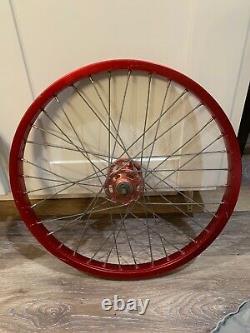 Old School BMX Red Araya 7X Rim wheel 20X1.75 Red Suzue Front Hub