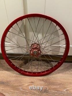 Old School BMX Red Araya 7X Rim wheel 20X1.75 Red Suzue Front Hub