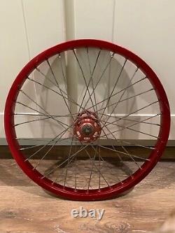 Old School BMX Red Araya 7X Rim wheel 20X1.75 Red Suzue Front Hub