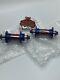Old School Blue And Red Ano Bullseye Bmx Hubs Authentic New 36h Skyway Hutch