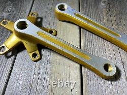 Old School Bmx MX Sr Sakae Crankset 170mm Gold Metal Flake Made In Japan Nos