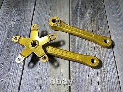 Old School Bmx MX Sr Sakae Crankset 170mm Gold Metal Flake Made In Japan Nos