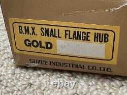 Old School Bmx Nos Gold Suzue Hubs Boxed Mint 36 Hole Pair 1980's Vintage Bmx