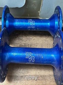 Old School Bmx Sr Blue Bmx Hubs Pair Blue Genuine 80s