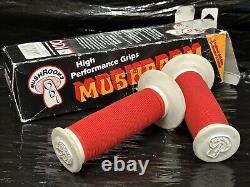 Old School Vintage Bmx Original Mushroom 2 Grips In Red & White With Tatty Box