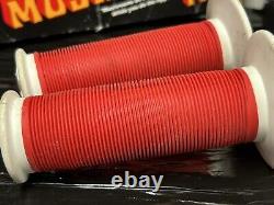 Old School Vintage Bmx Original Mushroom 2 Grips In Red & White With Tatty Box
