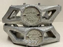 Old School Vintage Bmx Original Shimano DX Platform Pedals In Natural Silver