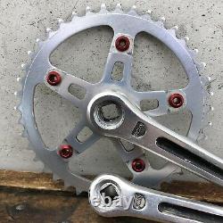 Old school BMX Sugino Maxy Crank Set 3pc 171mm Red Wolf Tooth Bolts