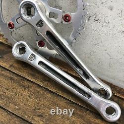 Old school BMX Sugino Maxy Crank Set 3pc 171mm Red Wolf Tooth Bolts