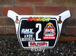 Original 1980s Old School BMX Aero Race Plate Andy Ruffell Raleigh Team Burner