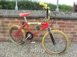 Original Old School 1983 Raleigh Burner Mk1 BMX Unrestored Survivor Red Yellow