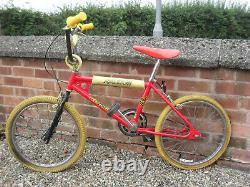 Original Old School 1983 Raleigh Burner Mk1 BMX Unrestored Survivor Red Yellow