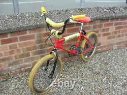 Original Old School 1983 Raleigh Burner Mk1 BMX Unrestored Survivor Red Yellow